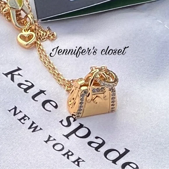 KATE SPADE Hit The Town Knott Crystal Purse Pendant Necklace. NWT - Picture 6 of 8